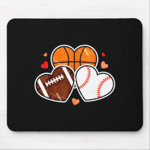 Heart Football Basketball Soccer Valentine Sports  Mouse Mat