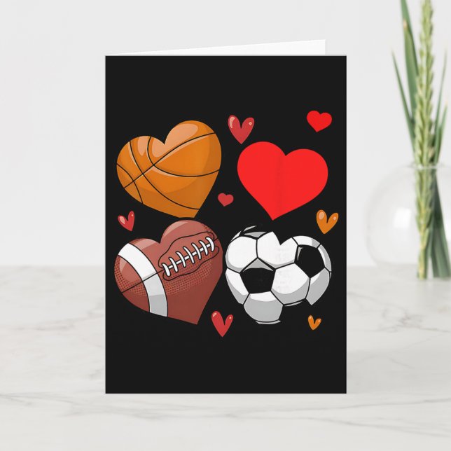 Heart Footbyll Bysketbyll Soccer Valentine Sports  Card (Front)