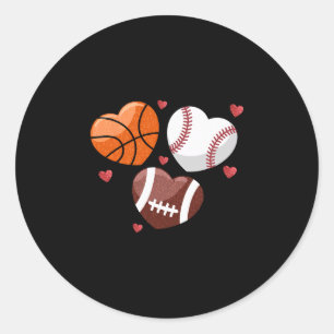Heart Footll Sketll Sell Valentines Day Boys Mens Classic Round Sticker