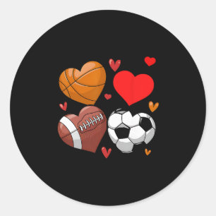 Heart Footll Sketll Soccer Valentine Sports  Classic Round Sticker