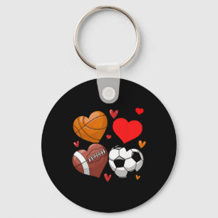 Heart Footll Sketll Soccer Valentine Sports Key Ring