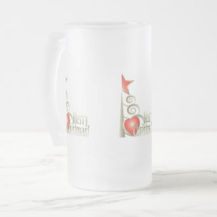 Heart for Christmas Frosted Glass Beer Mug