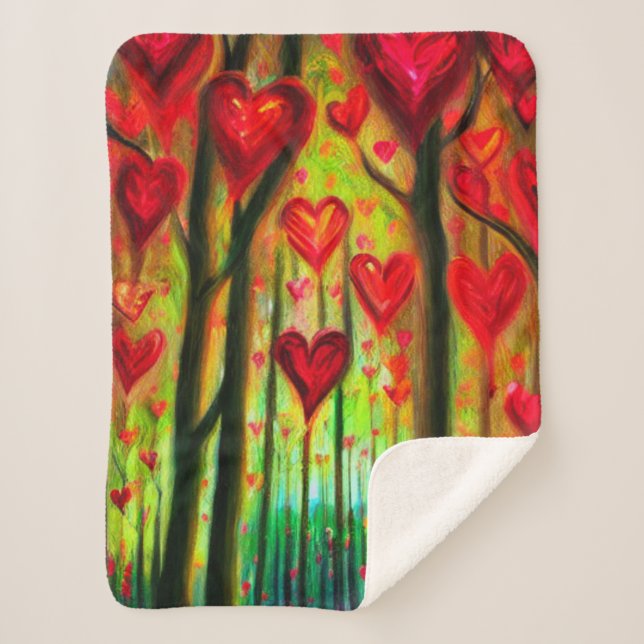 Heart Forest Sherpa Blanket (Front)