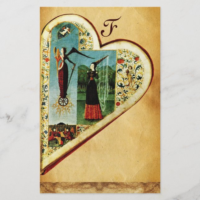 HEART FORTUNE AND LOVE ALLEGORY Valentine's Day Stationery (Front)