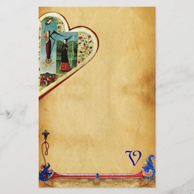 HEART FORTUNE AND LOVE ALLEGORY Valentine's Day Stationery (Front)