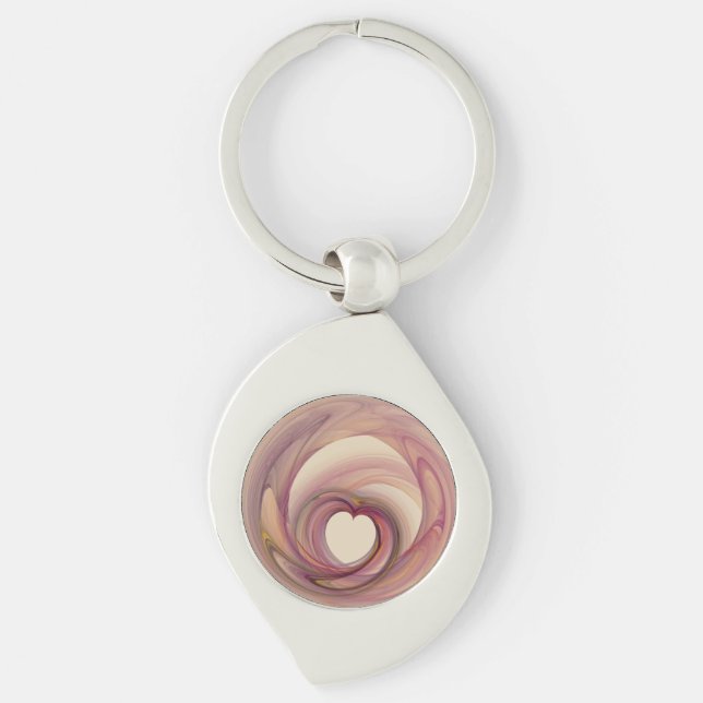 Heart Fractal metal Key Ring (Front)