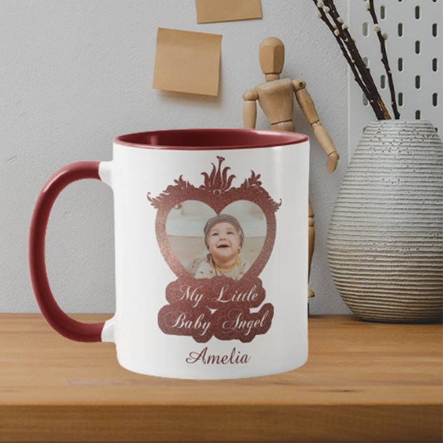 Heart Frame Baby Photo Little Angel Red Keepsake Mug (Creator Uploaded)