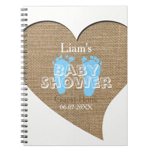Heart Frame Burlap Boy Baby Shower Guest Book