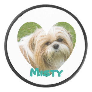 Heart frame custom photo design hockey puck