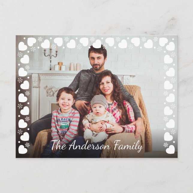 Heart Frame Family Photo Keepsake Postcard (Front)
