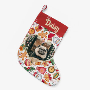 Heart Frame Gingerbread Personalised Pet Photo Small Christmas Stocking