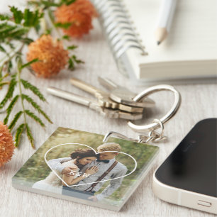 Heart Frame Monogrammed Photo Key Ring