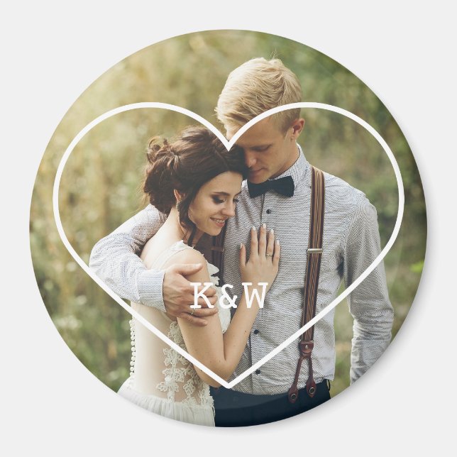 Heart Frame Monogrammed Photo Magnet (Front)