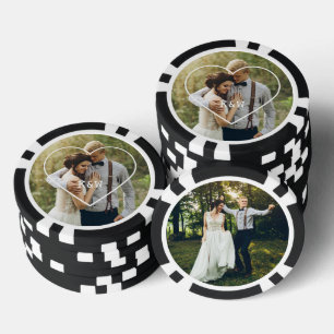 Heart Frame Monogrammed Photo Poker Chips