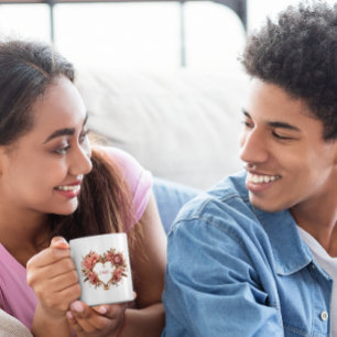 Heart Frame Of Flowers Valentine's Day Coffee Mug