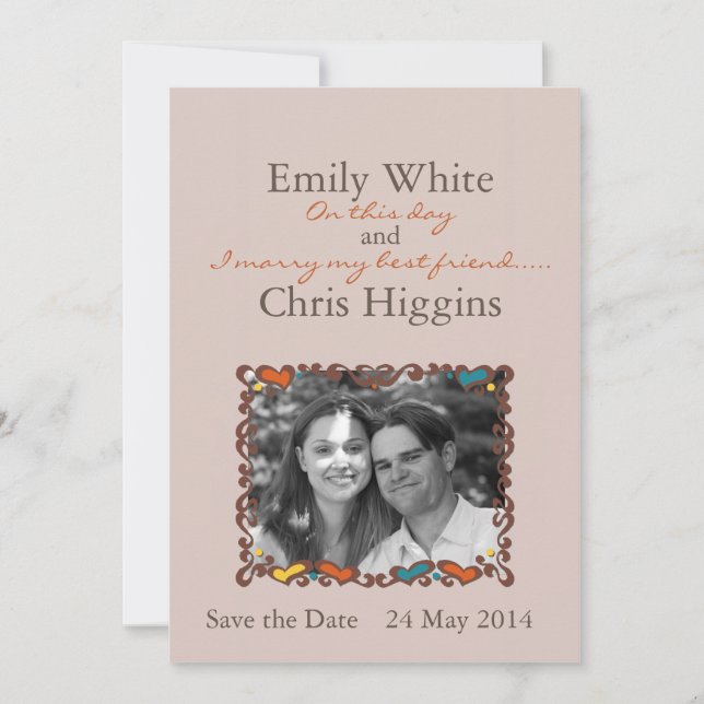 Heart frame - save the date photo card (Front)