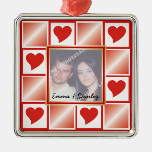 Heart frame Valentines Love custom photo ornament
