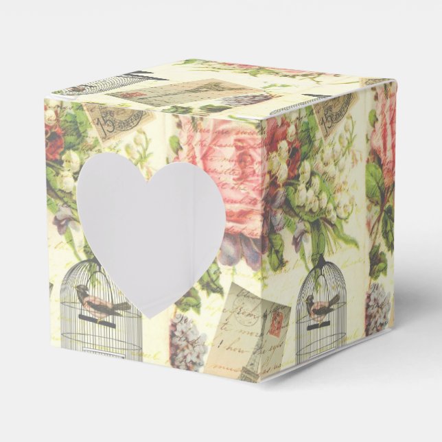 Heart French Theme Vintage Paris Favour Boxes (Front Side)
