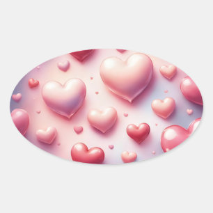 Heart Frenzy Oval Sticker