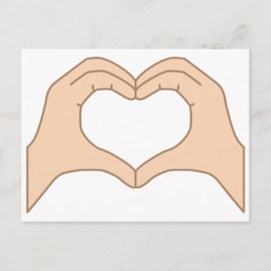 Heart from hands isolated on a white background postcard