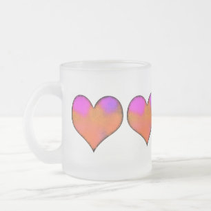 heart frosted glass coffee mug