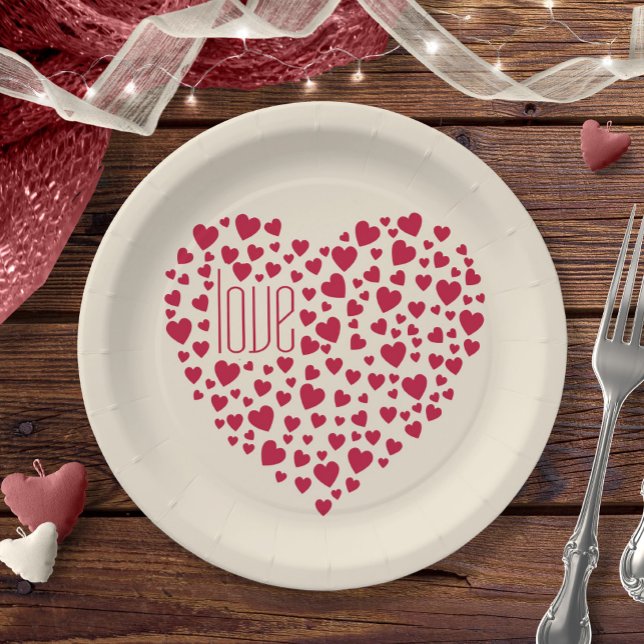 Heart Full of Hearts Love Red ID733 Paper Plate (Creator Uploaded)