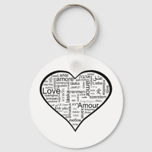 Heart full of Love in Different Languages Key Ring