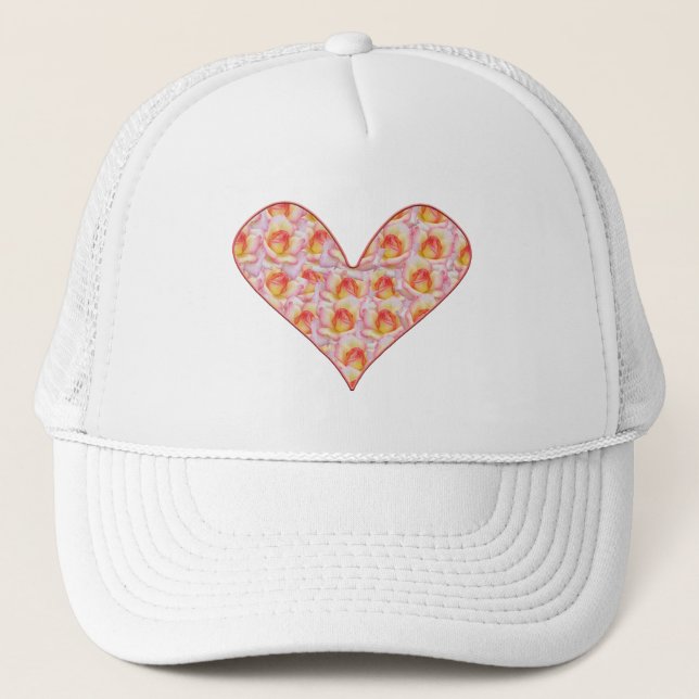Heart Full of Pink Roses Custom Hats (Front)