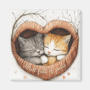 Heart Full of Purrs Cat Cuddles Illustration Art  Magnet
