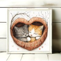 Heart Full of Purrs Kitty Cuddles Poster Wall Art 