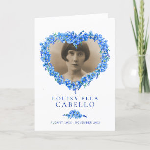 Heart funeral service program blue forget-me-nots programme