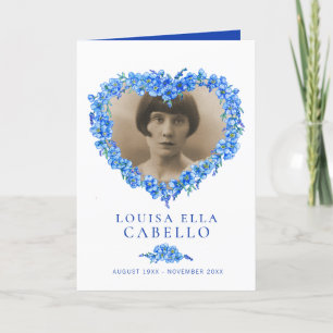Heart funeral service program blue forget-me-nots programme