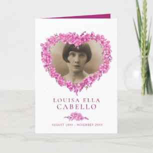 Heart funeral service program pink forget-me-nots programme