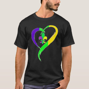 Heart Funny Fleur De Lis Cute Mardi Gras Women T-Shirt