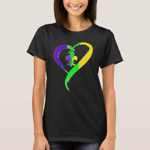 Heart Funny Fleur De Lis Cute Mardi Gras Women T-Shirt
