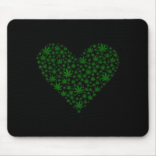 Heart Funny Valentines Day Weed Lover Pot Smoker  Mouse Mat