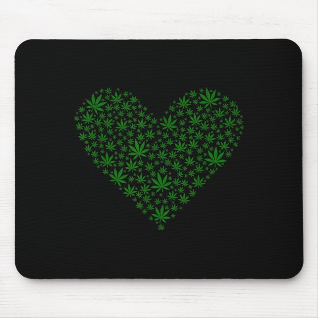 Heart Funny Valentines Day Weed Lover Pot Smoker  Mouse Mat (Front)