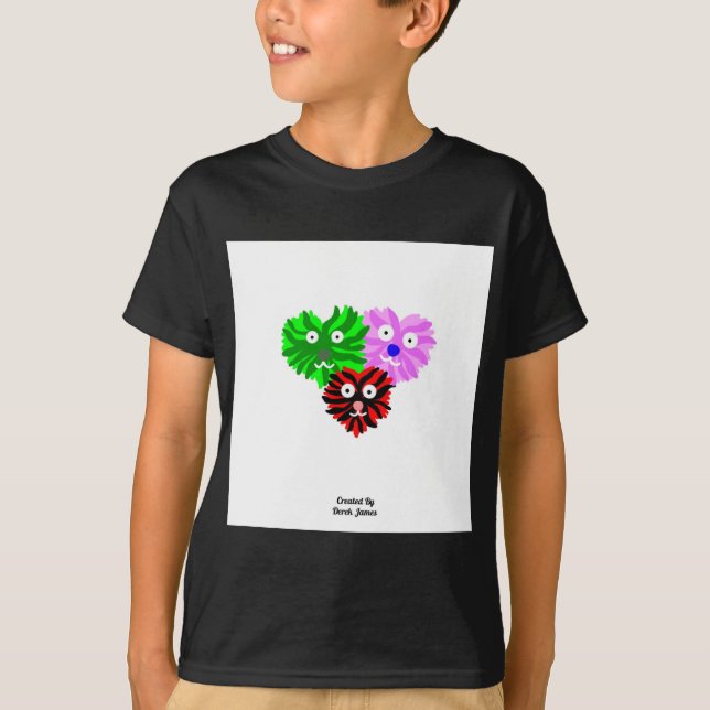 Heart Fuzzies Boys Black Basic T Shirt (Front)