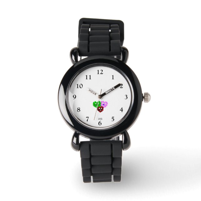 Heart Fuzzies Kid's Silver Glitter Strap Watch (Front)