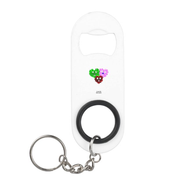 Heart Fuzzies Mini Bottle Opener Keychain (Front)