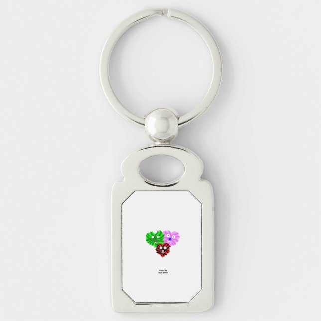 Heart Fuzzies Rectangle Metal Keychain (Front)