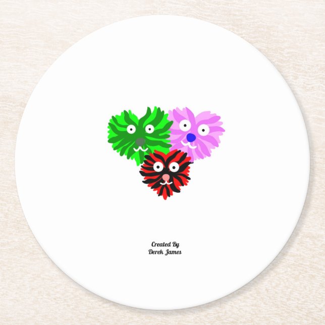 Heart Fuzzies Round Paper Coaster (Front)