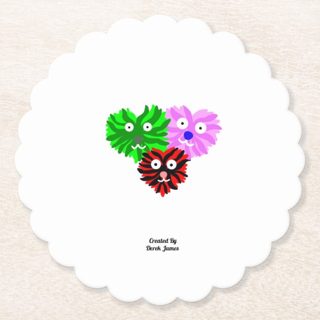 Heart Fuzzies Scalloped Round Paper Coaster (Front)