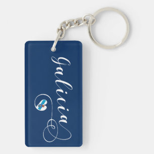 Heart Galicia Flag, Galician, Galiza Key Ring
