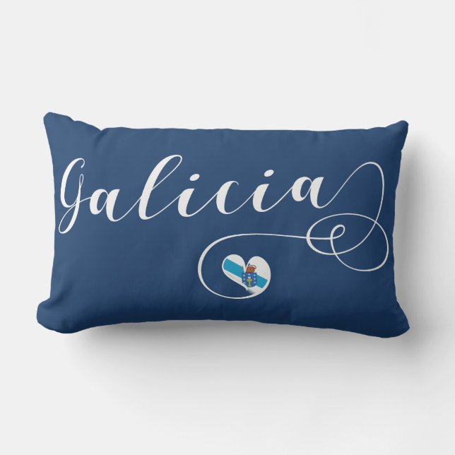 Heart Galicia Flag, Galician, Galiza Lumbar Cushion (Front)