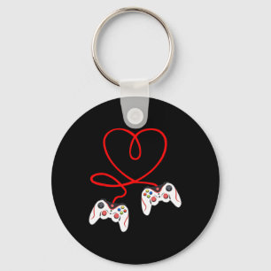 Heart Game Controllers Video Gamers Gaming Valenti Key Ring