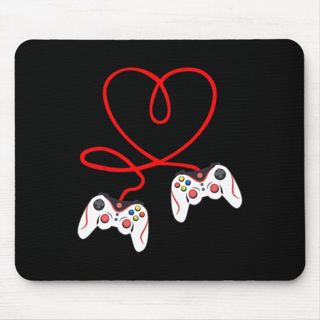 Heart Game Controllers Video Gamers Gaming Valenti Mouse Mat (Front)