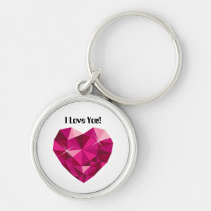 Heart Gemstone I Love You Key Ring