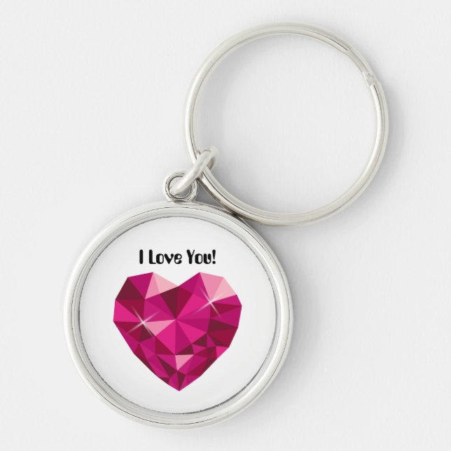 Heart Gemstone I Love You Key Ring (Front)