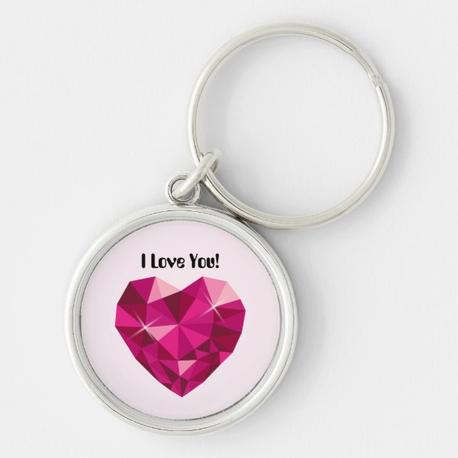Heart Gemstone I Love You Key Ring (Front)